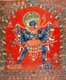 The Cakrasaṃvara Tantra, Chinese: 胜乐金刚 shènglè jīngāng; Tibetan: Korlo Demchog Gyud (Tibetan: འཁོར་ལོ་སྡོམ་པ / བདེ་མཆོག; Wylie: Khor lo sdom pa / bde mchog gi rgyud) is considered to be of the mother class of the Anuttara Yoga Tantra in the Indo-Tibetan Vajrayana Buddhist tradition.<br/><br/>

The central deity of the mandala, a heruka known as Saṃvara (variants: Saṃvara & Saṃbara) or simply as Śrī Heruka, is one of the principal iṣṭha-devatā, or meditational deities of the Sarma schools of Tibetan Buddhism.<br/><br/>

Saṃvara is typically depicted with a blue-coloured body, four faces, and twelve arms, and embracing his consort Vajravarahi (in Chinese 金刚亥母 jīngāng hàimǔ) in the yab-yum position. Other forms of the deity are also known, with varying numbers of limbs. Saṃvara and consort are not to be thought of as two different entities, as an ordinary husband and wife are two different people; in reality, their divine embrace is a metaphor for the union of great bliss and emptiness, which are one and the same essence.